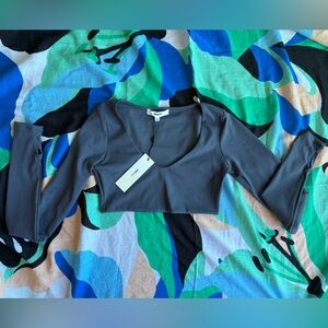 Joah Brown Charcoal Long Sleeve Top